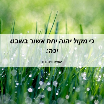 Picture 06 - ישעיה 30:31 HEB - כי מקול יהוה יחת אשור בשבט - Bible Verse Picture