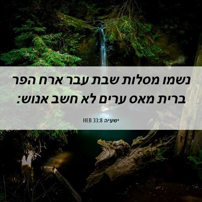 Picture 06 - ישעיה 33:8 HEB - נשמו מסלות שבת עבר ארח הפר - Bible Verse Picture