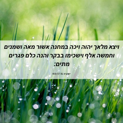 Picture 06 - ישעיה 37:36 HEB - ויצא מלאך יהוה ויכה במחנה - Bible Verse Picture