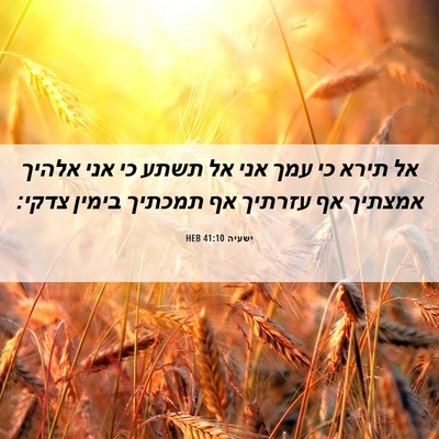 Picture 06 - ישעיה 41:10 HEB - אל תירא כי עמך אני אל תשתע - Bible Verse Picture