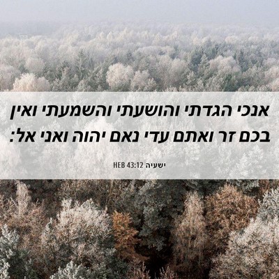 Picture 06 - ישעיה 43:12 HEB - אנכי הגדתי והושעתי והשמעתי - Bible Verse Picture