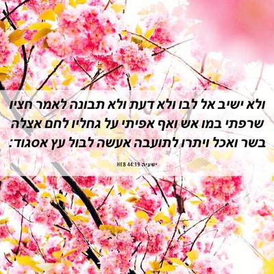 Picture 06 - ישעיה 44:19 HEB - ולא ישיב אל לבו ולא דעת ולא - Bible Verse Picture