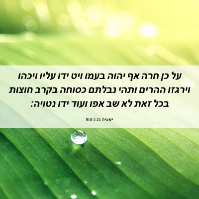 Picture 06 - ישעיה 5:25 HEB - על כן חרה אף יהוה בעמו ויט - Bible Verse Picture