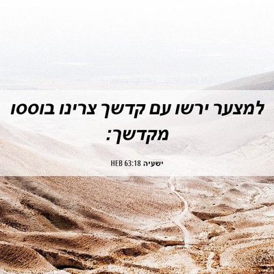 Picture 06 - ישעיה 63:18 HEB - למצער ירשו עם קדשך צרינו - Bible Verse Picture