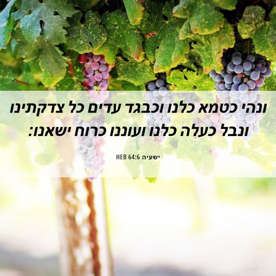 Picture 06 - ישעיה 64:6 HEB - ונהי כטמא כלנו וכבגד עדים - Bible Verse Picture