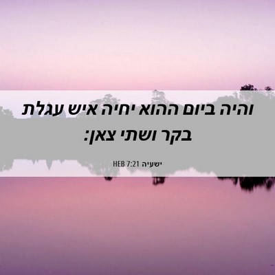 Picture 06 - ישעיה 7:21 HEB - והיה ביום ההוא יחיה איש - Bible Verse Picture
