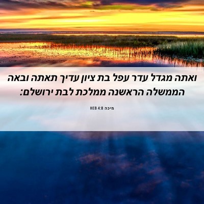 Picture 06 - מיכה 4:8 HEB - ואתה מגדל עדר עפל בת ציון - Bible Verse Picture