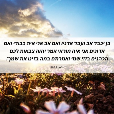 Picture 06 - מלאכי 1:6 HEB - בן יכבד אב ועבד אדניו ואם - Bible Verse Picture