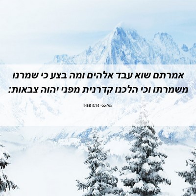 Picture 06 - מלאכי 3:14 HEB - אמרתם שוא עבד אלהים ומה בצע - Bible Verse Picture