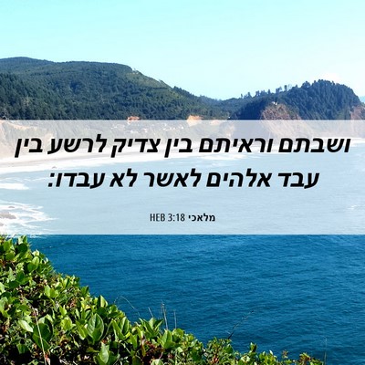 Picture 06 - מלאכי 3:18 HEB - ושבתם וראיתם בין צדיק לרשע - Bible Verse Picture