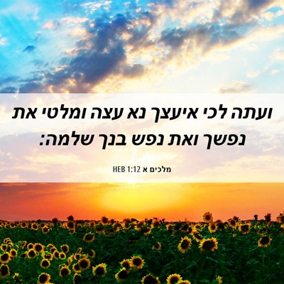 Picture 06 - מלכים א 1:12 HEB - ועתה לכי איעצך נא עצה ומלטי - Bible Verse Picture
