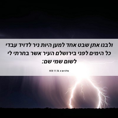 Picture 06 - מלכים א 11:36 HEB - ולבנו אתן שבט אחד למען היות - Bible Verse Picture