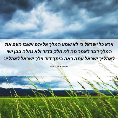 Picture 06 - מלכים א 12:16 HEB - וירא כל ישראל כי לא שמע - Bible Verse Picture