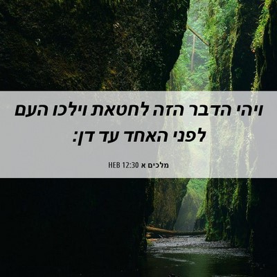Picture 06 - מלכים א 12:30 HEB - ויהי הדבר הזה לחטאת וילכו - Bible Verse Picture