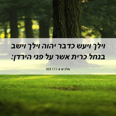 Picture 06 - מלכים א 17:5 HEB - וילך ויעש כדבר יהוה וילך - Bible Verse Picture