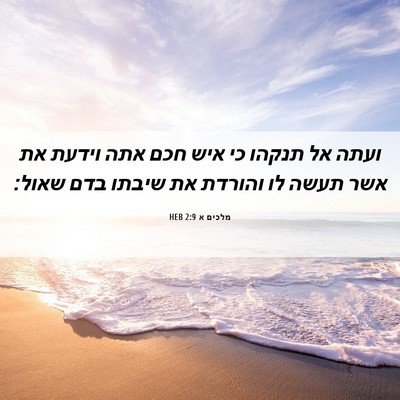 Picture 06 - מלכים א 2:9 HEB - ועתה אל תנקהו כי איש חכם - Bible Verse Picture