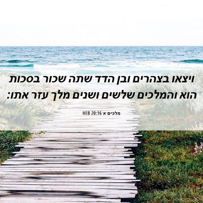 Picture 06 - מלכים א 20:16 HEB - ויצאו בצהרים ובן הדד שתה - Bible Verse Picture