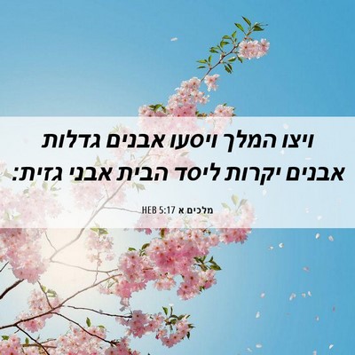 Picture 06 - מלכים א 5:17 HEB - ויצו המלך ויסעו אבנים - Bible Verse Picture