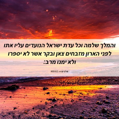 Picture 06 - מלכים א 8:5 HEB - והמלך שלמה וכל עדת ישראל - Bible Verse Picture