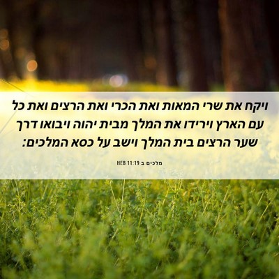 Picture 06 - מלכים ב 11:19 HEB - ויקח את שרי המאות ואת הכרי - Bible Verse Picture