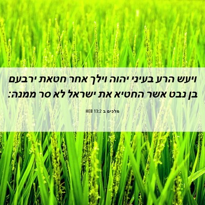 Picture 06 - מלכים ב 13:2 HEB - ויעש הרע בעיני יהוה וילך - Bible Verse Picture