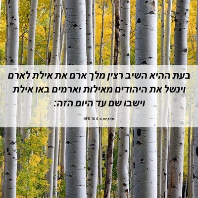 Picture 06 - מלכים ב 16:6 HEB - בעת ההיא השיב רצין מלך ארם - Bible Verse Picture