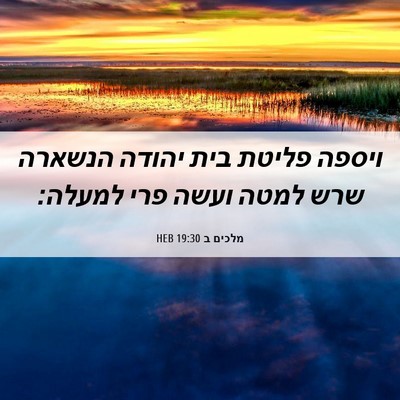 Picture 06 - מלכים ב 19:30 HEB - ויספה פליטת בית יהודה - Bible Verse Picture