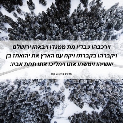 Picture 06 - מלכים ב 23:30 HEB - וירכבהו עבדיו מת ממגדו - Bible Verse Picture