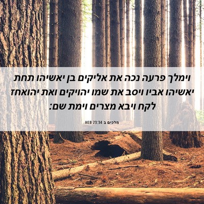Picture 06 - מלכים ב 23:34 HEB - וימלך פרעה נכה את אליקים בן - Bible Verse Picture