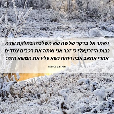 Picture 06 - מלכים ב 9:25 HEB - ויאמר אל בדקר שלשה שא - Bible Verse Picture