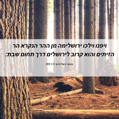 Picture 06 - מעשי השליחים 1:12 HEB - ויפנו וילכו ירושלימה מן - Bible Verse Picture