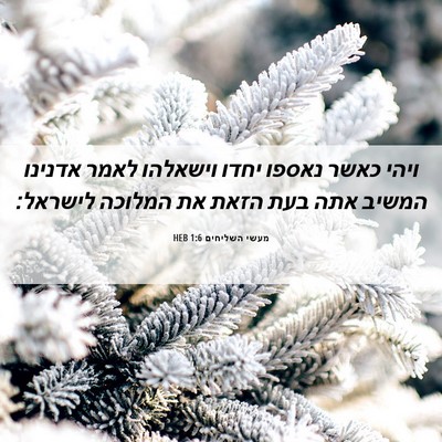 Picture 06 - מעשי השליחים 1:6 HEB - ויהי כאשר נאספו יחדו - Bible Verse Picture