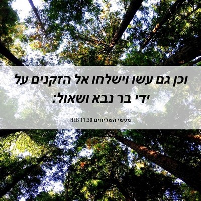 Picture 06 - מעשי השליחים 11:30 HEB - וכן גם עשו וישלחו אל הזקנים - Bible Verse Picture