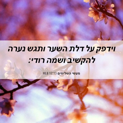Picture 06 - מעשי השליחים 12:13 HEB - וידפק על דלת השער ותגש נערה - Bible Verse Picture