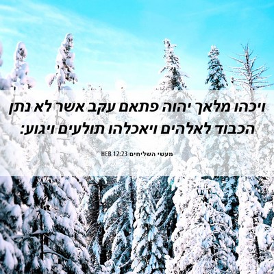 Picture 06 - מעשי השליחים 12:23 HEB - ויכהו מלאך יהוה פתאם עקב - Bible Verse Picture