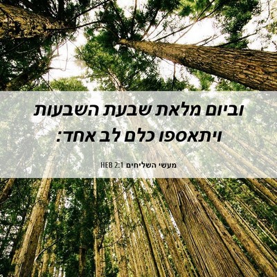 Picture 06 - מעשי השליחים 2:1 HEB - וביום מלאת שבעת השבעות - Bible Verse Picture