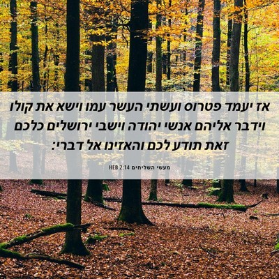 Picture 06 - מעשי השליחים 2:14 HEB - אז יעמד פטרוס ועשתי העשר - Bible Verse Picture