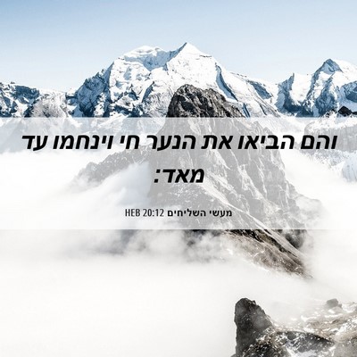 Picture 06 - מעשי השליחים 20:12 HEB - והם הביאו את הנער חי וינחמו - Bible Verse Picture