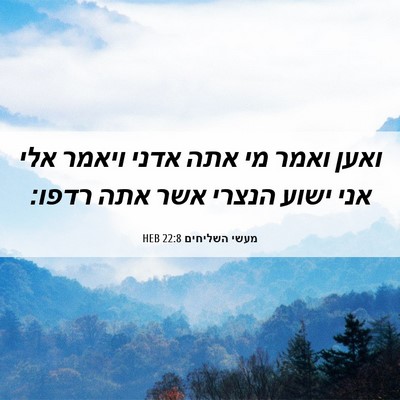 Picture 06 - מעשי השליחים 22:8 HEB - ואען ואמר מי אתה אדני ויאמר - Bible Verse Picture