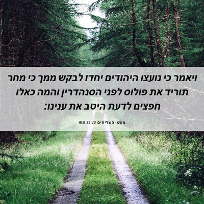Picture 06 - מעשי השליחים 23:20 HEB - ויאמר כי נועצו היהודים - Bible Verse Picture
