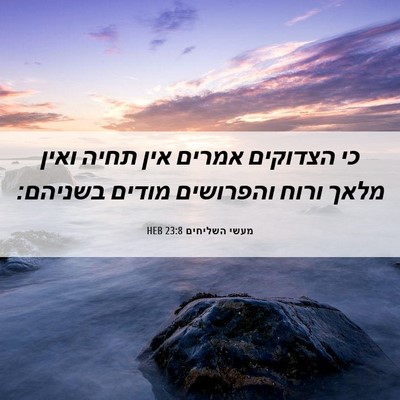 Picture 06 - מעשי השליחים 23:8 HEB - כי הצדוקים אמרים אין תחיה - Bible Verse Picture