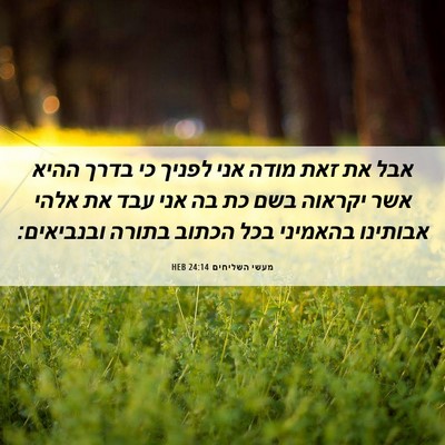 Picture 06 - מעשי השליחים 24:14 HEB - אבל את זאת מודה אני לפניך - Bible Verse Picture