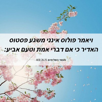 Picture 06 - מעשי השליחים 26:25 HEB - ויאמר פולוס אינני משגע - Bible Verse Picture