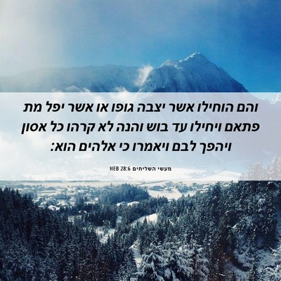 Picture 06 - מעשי השליחים 28:6 HEB - והם הוחילו אשר יצבה גופו או - Bible Verse Picture