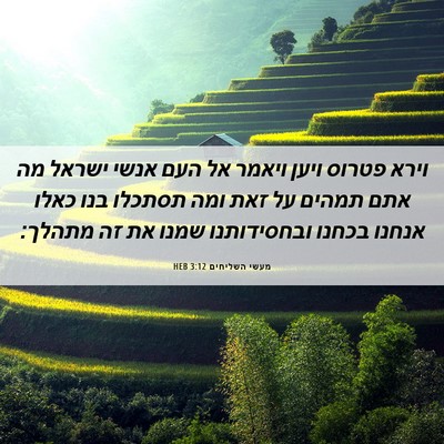 Picture 06 - מעשי השליחים 3:12 HEB - וירא פטרוס ויען ויאמר אל - Bible Verse Picture