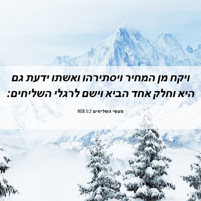 Picture 06 - מעשי השליחים 5:2 HEB - ויקח מן המחיר ויסתירהו - Bible Verse Picture