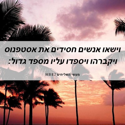Picture 06 - מעשי השליחים 8:2 HEB - וישאו אנשים חסידים את - Bible Verse Picture