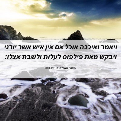 Picture 06 - מעשי השליחים 8:31 HEB - ויאמר ואיככה אוכל אם אין - Bible Verse Picture