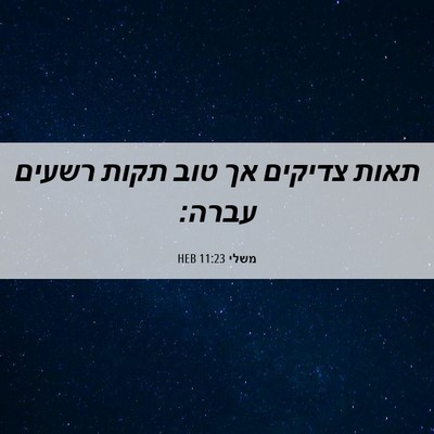 Picture 06 - משלי 11:23 HEB - תאות צדיקים אך טוב תקות - Bible Verse Picture