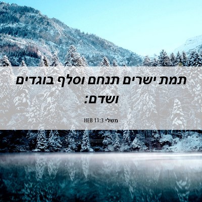 Picture 06 - משלי 11:3 HEB - תמת ישרים תנחם וסלף בוגדים - Bible Verse Picture